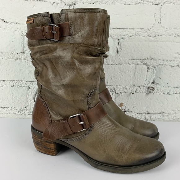 Pikolinos Le Mans Brown Biker Buckle Leather Boots 38 - Picture 1 of 14